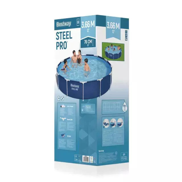 Piscina Bestway Redonda Steel Pro con filtro 3.66MX76Cm Azul