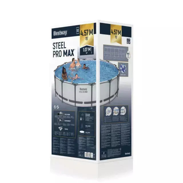 Piscina Bestway Redonda SteelPro Max con ventana 4.88MX1.22M