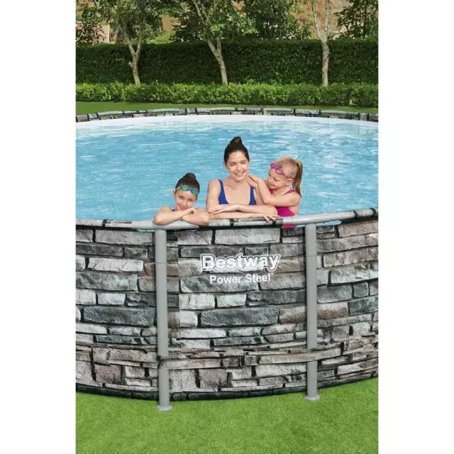 Piscina Bestway Redonda Piedra Filtro + Accesorios 6.71MX1.32M
