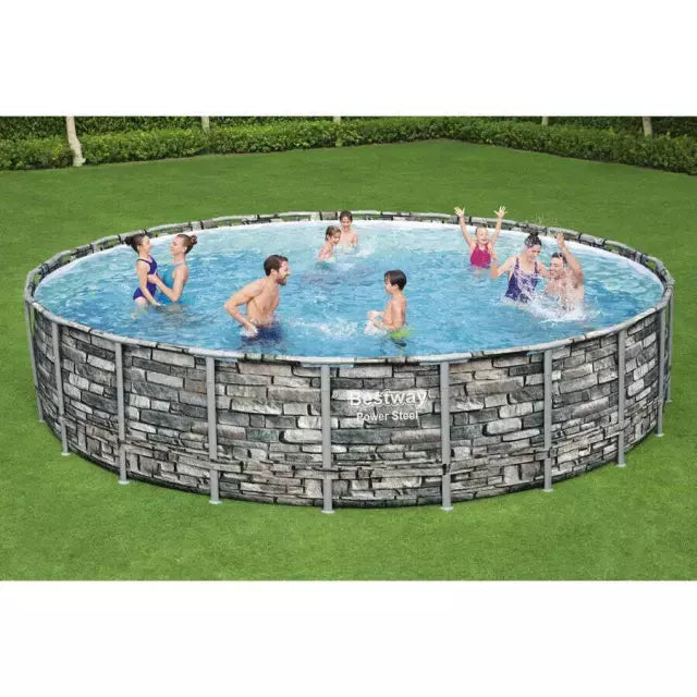 Piscina Bestway Redonda Piedra Filtro + Accesorios 6.71MX1.32M